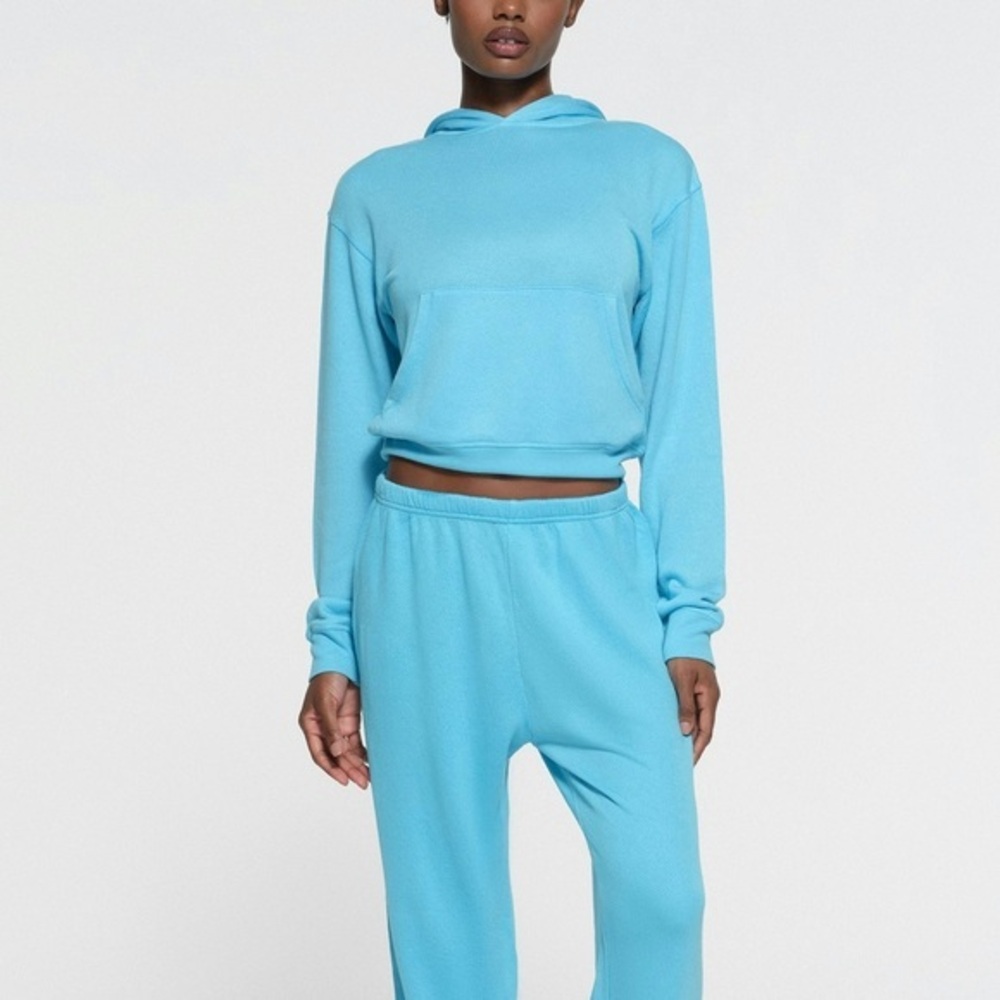 SKIMS Modal Light French Terry Hoodie in Cyan